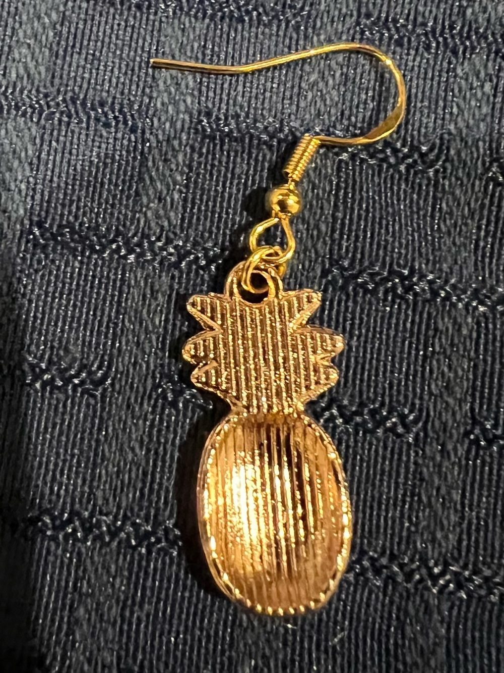 Gold Pineapple Drop Earrings with Yellow & Green Enamel - Picture 2 of 4